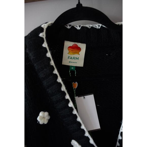 Anthropologie Farm Rio Flower Knit 3D Floral Cardigan Sweater Medium NEW - Picture 4 of 5